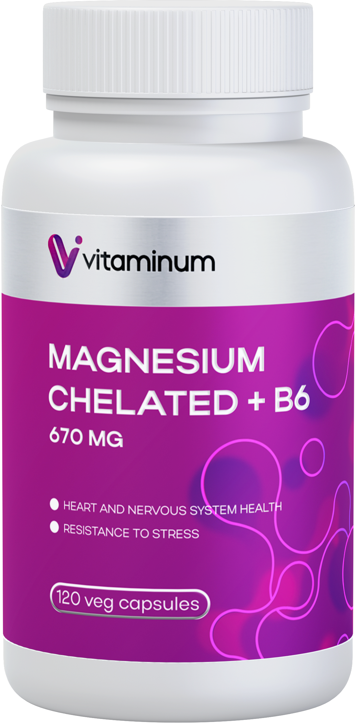  Vitaminum МАГНИЙ ХЕЛАТ + витамин В6 (670 MG) 120 капсул 800 мг  в Югорске